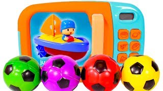 ?Aprende los colores con POCOYÓ ? y el microondas mágico. Sorpresas de Pocoyó