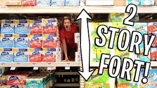 2 STORY TOILET PAPER FORT CHALLENGE!