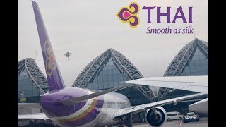 THAI AIRWAYS Economy Class 777-300 Take Off | Review ✈️