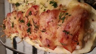 Лодочки из кабачков с куриным филе