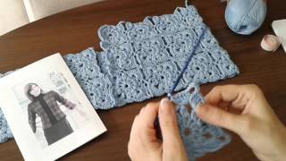 Жакет из квадратных мотивов (безотрывное вязание крючком). Часть 1. Сrochet jacket.