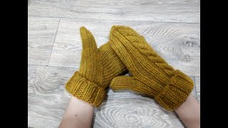 Женские варежки (рукавицы) спицами. Индийский клин.