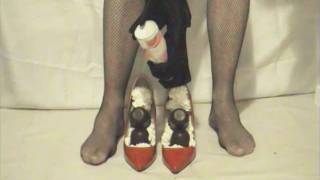 Part 1 of 5: Legshow, heelplay and shoefilling (Filling my red heels with whipped cream...)
