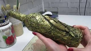 Декор бутылки! Подарок для мужчины! Мастер класс!