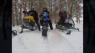 на самоделных снегоходах покатушки - январь 2019г  все вместе