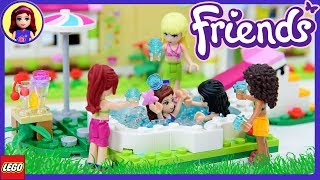 Water Fight! LEGO Friends Olivia's Garden Pool Build Review Silly Play Kids Toys