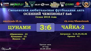 Осенний сезон 6х6-2018. "ЦУНАМИ" - "ЧАЙКА-2" 3:6 (матч полностью)