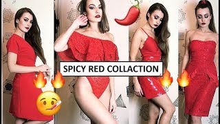 SEXY RED COLLECTION| CLOTHING TRY ON HAUL (DRESSES,BODYSUITS,)