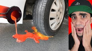 سيارة تدعس على حمم بركانية " احترقت السيارة ؟ "