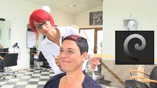 extrem short haircut with shaved nape | buzz cut women by anja herrig | eyelash