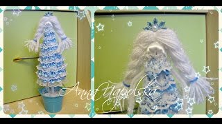 Ялиночка-Снігуронька канзаши. Елочка-Снегурочка своими руками. Сreative Christmas tree