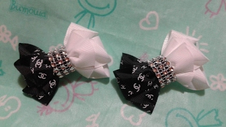 Бантики из репсовой  и стразовой ленты. Канзаши. Мастер класс. Kanzashi DIY