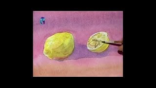 Уроки рисования (№ 54) акварелью и гуашью. Рисуем лимон