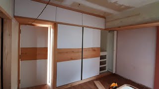 Bedroom latest design 12'x11' बेडरूम अलमारी sliding wardrobe 3 Doors interior design (wood work zk)