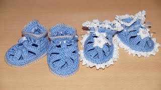 Вязание пинеток крючком  - шаг 1  ////  Crochet knitting bootees - Step 1 - knitting soles