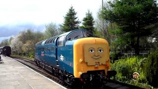 Napier Deltic Class 55 Deltic 55022 runs round at Rawtenstall part one