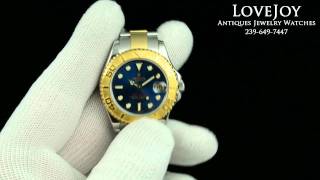 Rolex Yachtmaster Midsize 18k SS 168623 Blue Dial Watch Z Serial