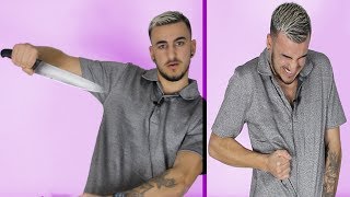 CE T-SHIRT EST INDÉCHIRABLE ! IL RÉSISTE AUX COUPS DE COUTEAUX , BRÛLURE ETC...