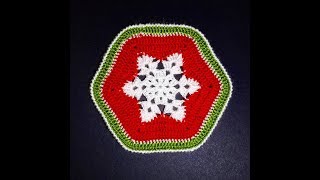Новогодняя салфетка-подставка крючком (1 часть). Подробный процесс вязания для начинающих.