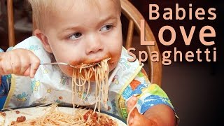 Babies Eating Spaghetti