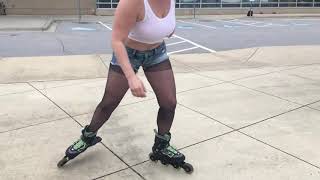 Roller Girl - Rollerblading Shorts and Tank Top and Black Control Top Pantyhose