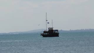 Quay and the beach in Pomorie, Bulgaria. 2016.