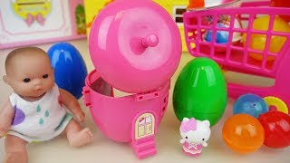 Hello Kitty apple house and baby doll surprise eggs toys play