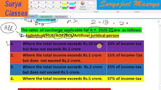 Income-Tax: A.Y. 2020-21: Lecture-14: Surcharge