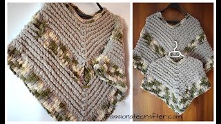 Bernat Alize Blanket EZ.How to knit a poncho in hours without a hook.Step by step video tutorial.