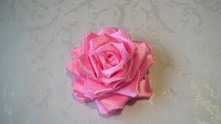 Нежная роза с атласной ленты в технике канзаши( Garden Rose)