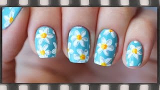 Летний маникюр "Ромашки". Легкий дизайн ногтей акриловыми красками | Daisy Nails