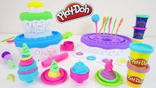play doh surprise eggs Peppa Pig play doh sweet shoppe birthday cake Frozen Disney toys