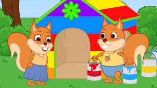 Famille d'Écureuil - Maison Arc En Ciel Dans Le Jardin Vidéos Animé 2020 en Français 13+