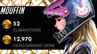 MOUFFIN DOMINATING AS D.VA! 52 ELIMS! 12k DMG! [ OVERWATCH SEASON 16 TOP 500 ]