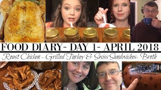 FOOD DIARY- APRIL 2018- DAY 1- Grilled Turkey & Swiss, Roast Chicken