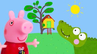 Peppa Pig Game | Crocodile Hiding in Peppa Pig Toy Treehouse | Peppa Pig Tree House Playset
