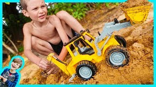 Construction Truck Videos | New Backhoe Digs in the Sand