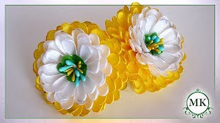 Резинки для волос из узкой ленты 1,2 см. Канзаши. МК. / DIY. Kanzashi. Scrunchy.