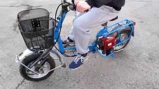 Homemade motorbike with Honda GX35 engine, pocketbike transmission. Part 2.  Веломотор