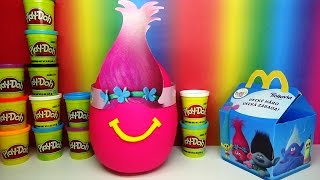 Giant TROLLS McDonalds Happy Meal Surprise Egg with COMPLETE SET of European TROLLS Kids Meal Toys