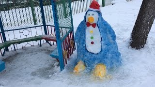 Влог:Утро.Поделки из снега в саду.Покупки в "Ленте".Про жильё.Сибас с овощами.Ужин.(19.01.17г)