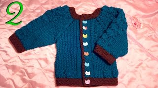 Вязание спицами детской кофточки на 1 - 1 год 3 мес. часть 2