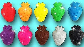 Learn Colors with Play Doh Strawberry and Baby Bottle Elephant and Dinosaur Molds