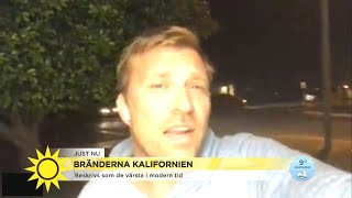 Bränderna härjar i Kalifornien – "Folk vill stanna kvar och försvara sina hem” - Nyhetsmorgon (TV4)