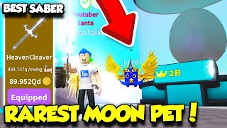 I Got The BEST CLEAVER SABER And RAREST MOON PET In Saber Simulator Update! (Roblox)