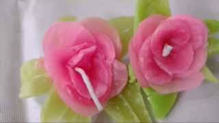 Make Rose Candle With Wax And Without Mold | CraftLas