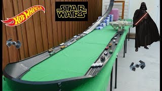 Hot Wheels fat track sport cars vs Star Wars stormtroopers tournament race