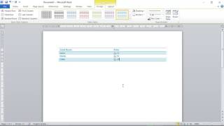 Microsoft Word 2010-  Adding and Editing Tables