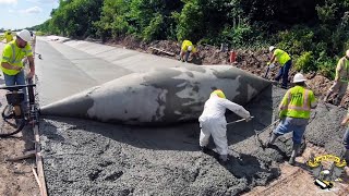 This excellent construction machine is very INCREDIBLE. Modern concrete paving machines technology