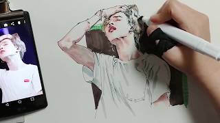 [speed drawing] bts JIMIN fanart - 008 (bts 지민 팬아트 그리기)